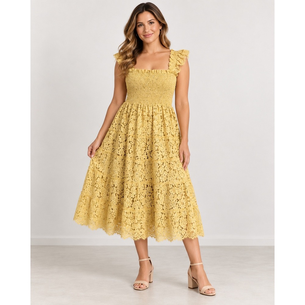 Hill House Home Collector's Edition Ellie Nap Dress Small Gold Metallic Lace NWT